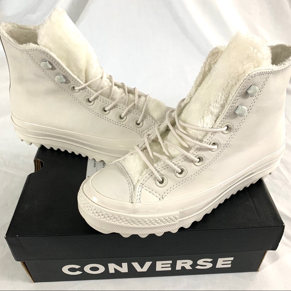 Fur Lined Leather Converse Boots Sz 6